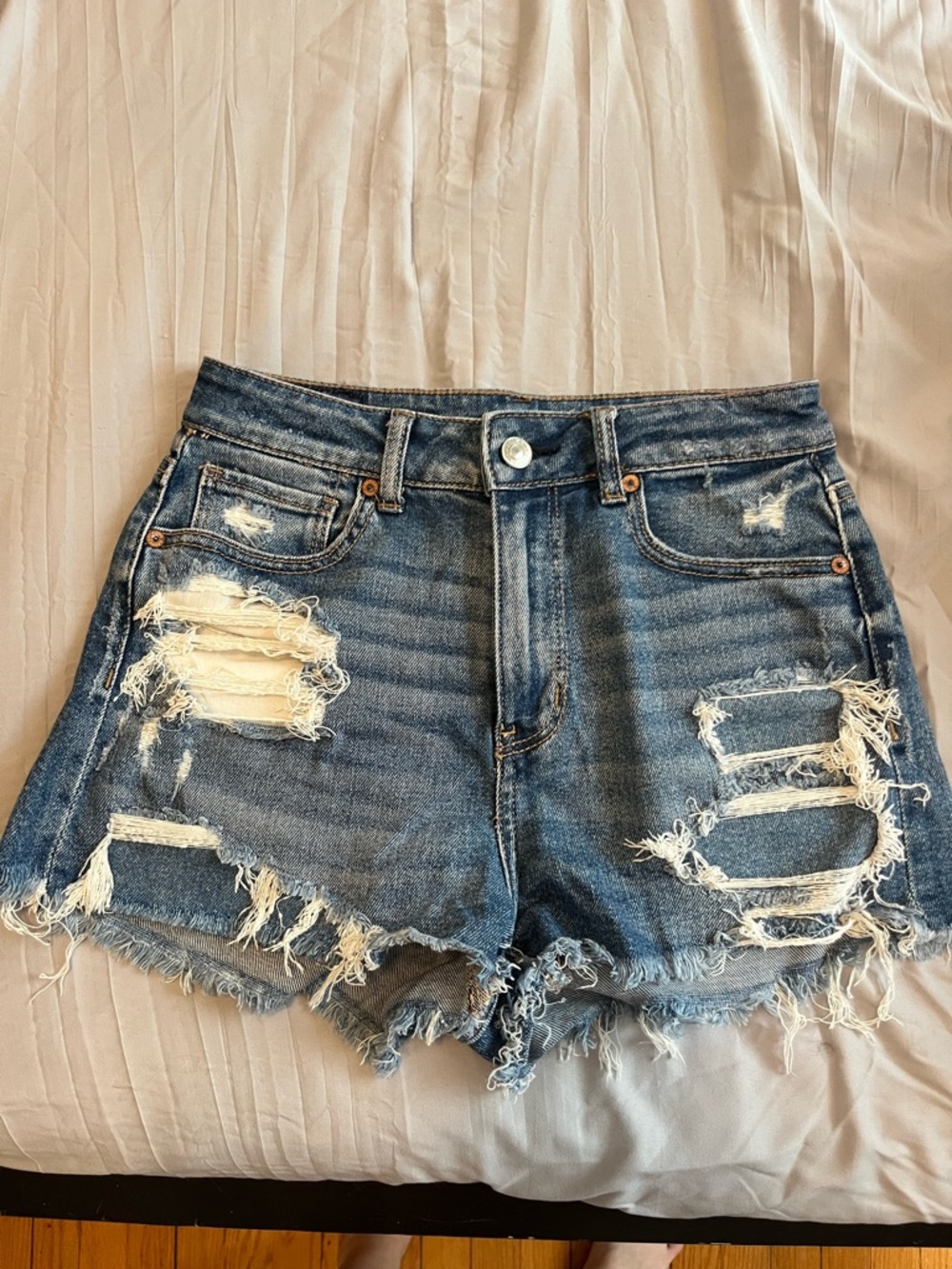 American Eagle Outfitters Distressed Denim Shorts - Blue